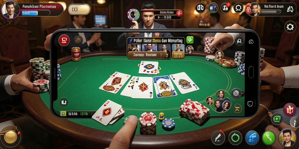 Tampilan gameplay Poker yang menegangkan dan seru.