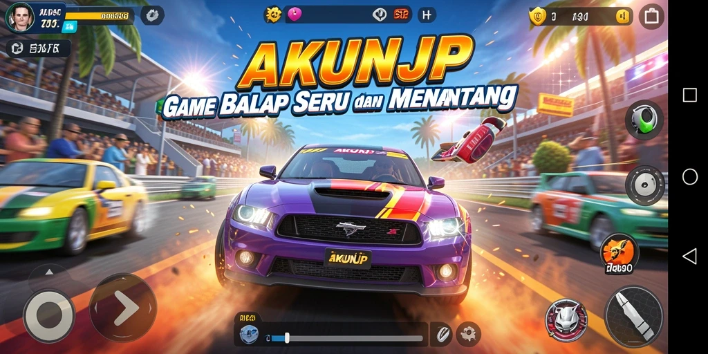 Gameplay balap yang cepat dan mendebarkan di AKUNJP.