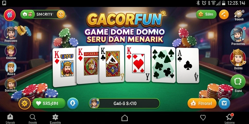 Screenshot gameplay GACORFUN yang menampilkan suasana permainan Domino yang seru.