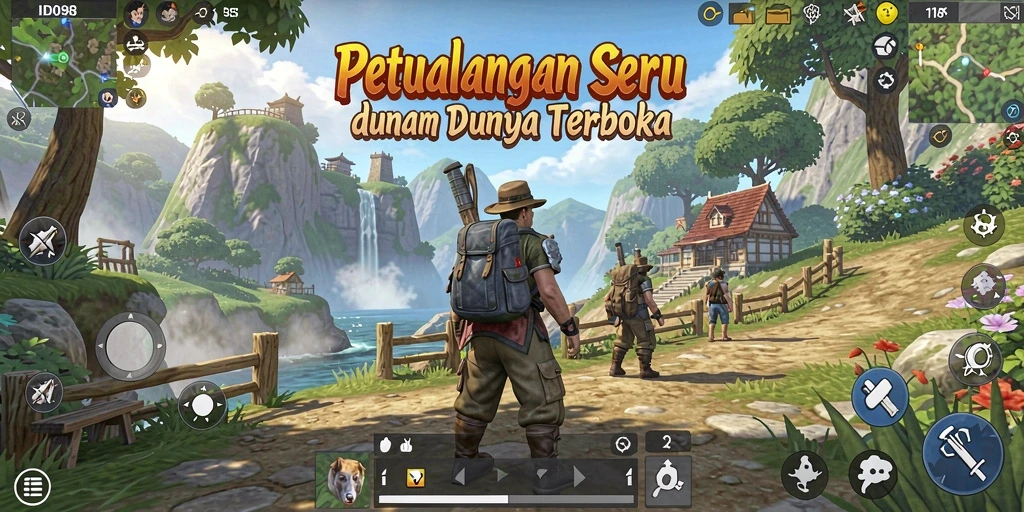 Tampilan gameplay ID098 menampilkan petualangan dalam dunia terbuka.