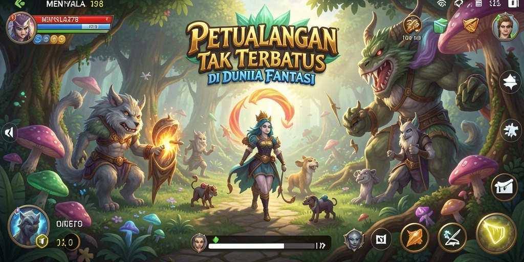 Tampilan gameplay seru di dunia petualangan MENYALA78 yang menakjubkan.